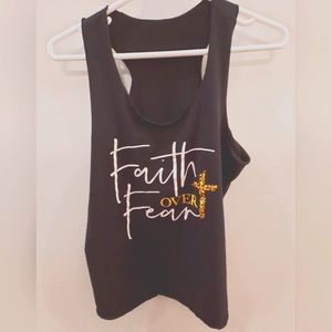 Faith over fear black tank top